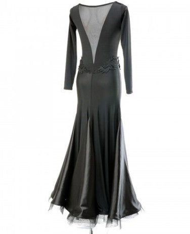 Women's Black Mesh V Neck Black Ballroom Dress Pra 122_SALE