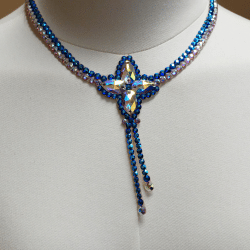 Capri Blue & Crystal Ab Flower Necklace
