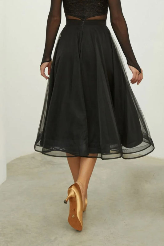 Back view of women's standard ballroom dance skirt