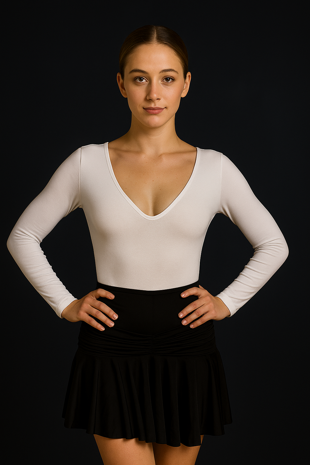 Women's Short Black Ruffle Rouched Skirt Pra 1089_SALE