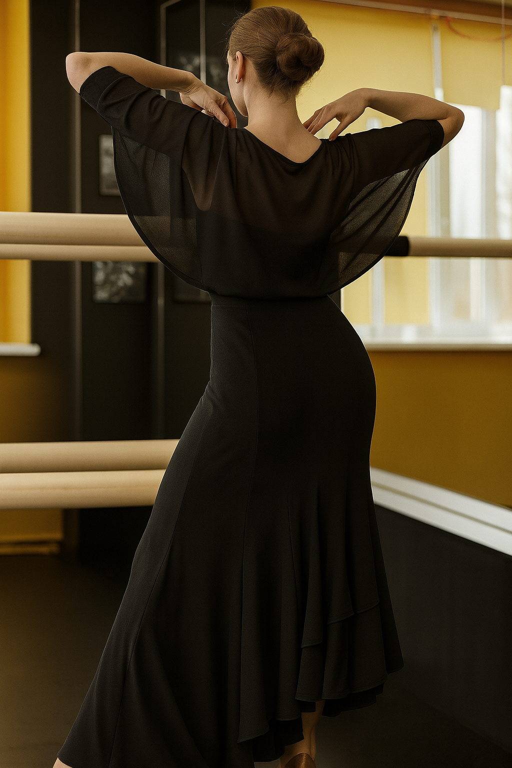 Long Black Ballroom Practice Dress PRA 833_SALE