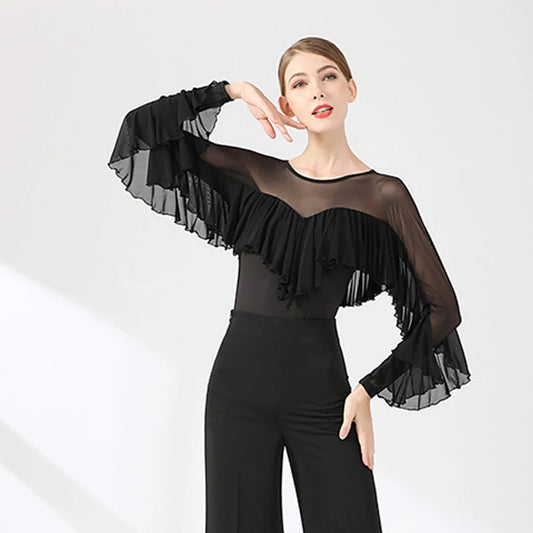 Women's Bodysuit for Ballroom with Flare Sleeves Pra 1484