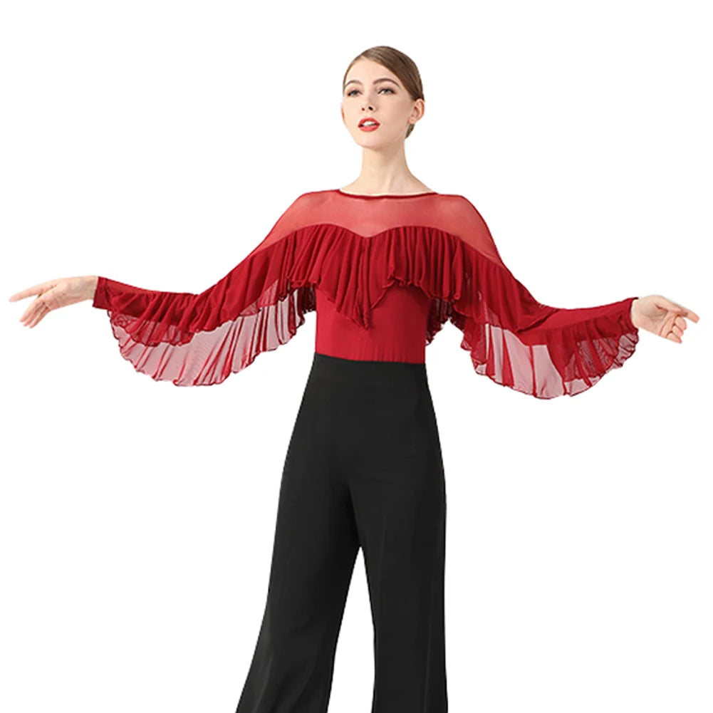 Women's Bodysuit for Ballroom with Flare Sleeves Pra 1484
