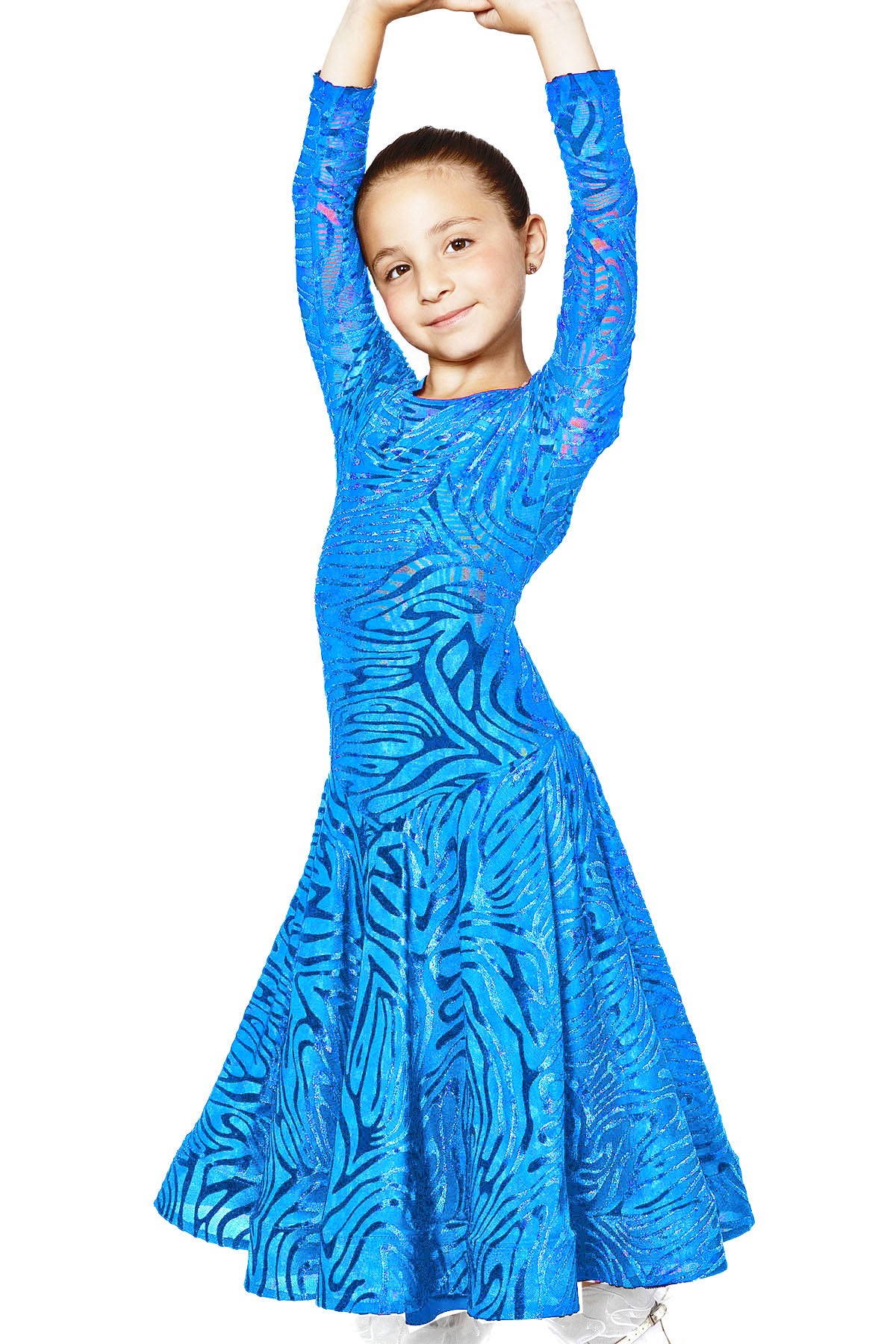 Dance America JR-D2V Girls Dress, Blue / Ages 6-7 Dance America JR-D2V Girls Dress, Blue / Ages 6-7