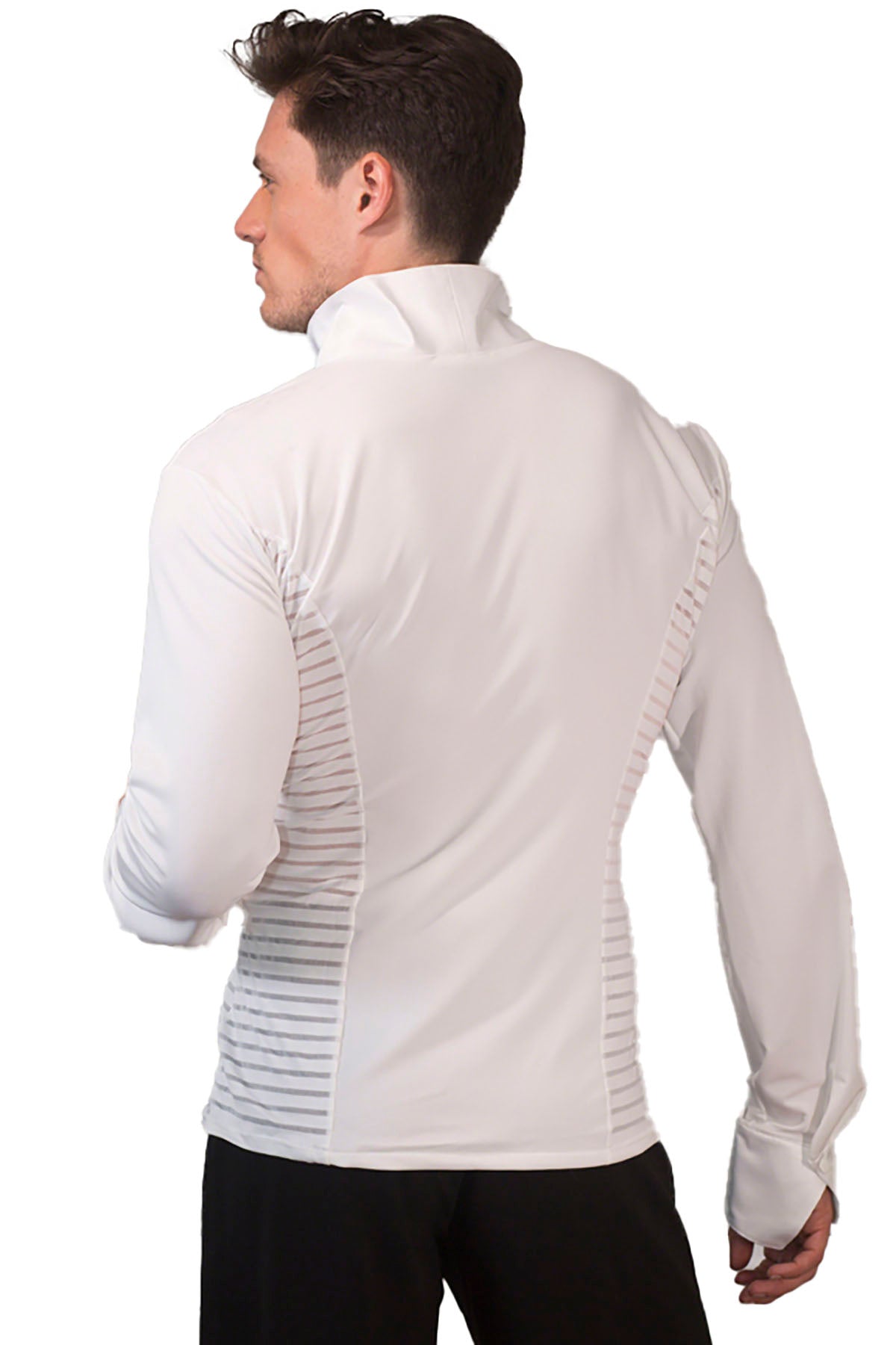 Men's white striped soft collar Latin shirt