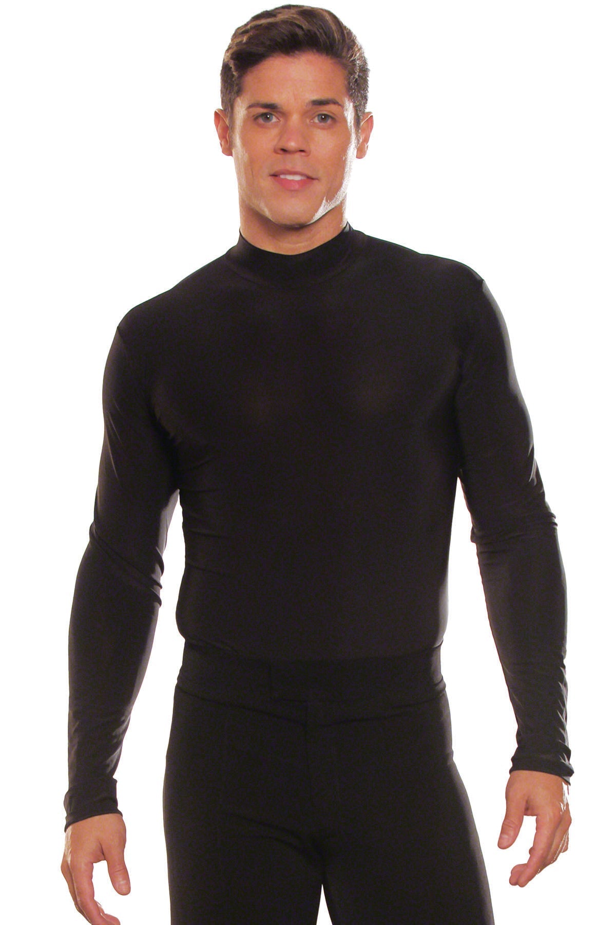 Dance America MS6 Men's Simple Black Turtleneck Ballroom Shirt
