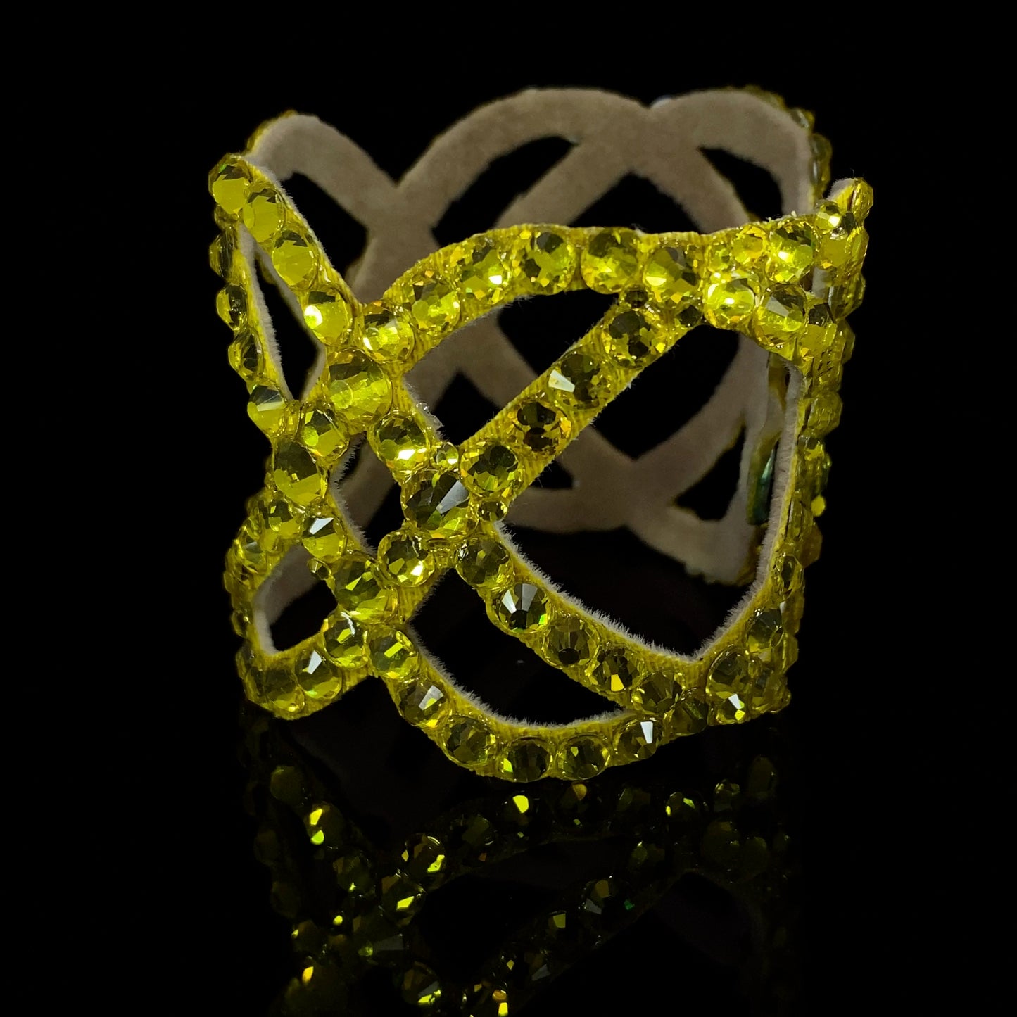 Yellow stones on suede dance bracelet