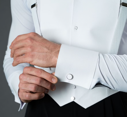 Cuffs on men's white bodysuit top