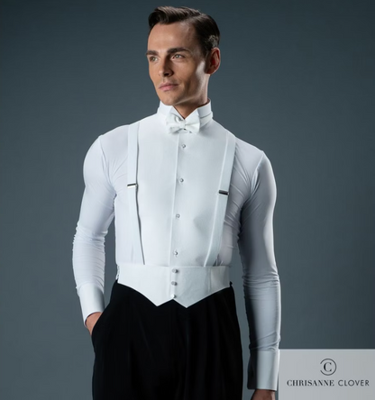 Men's white ballroom bodysuit
