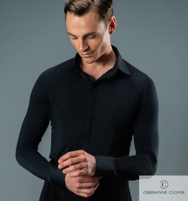 Black bodysuit shirt with long sleeves