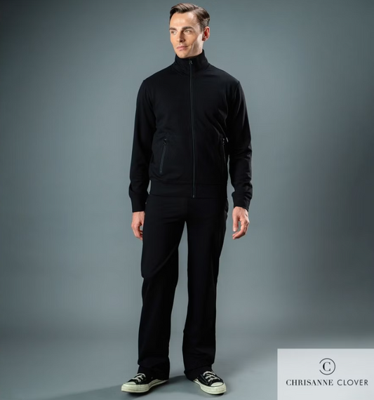 Men's Black Two Piece Jacket and Pants Tracksuit 