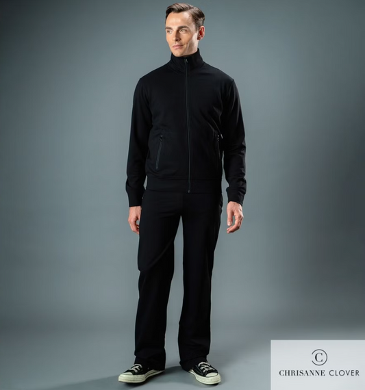 Men's Black Two Piece Jacket and Pants Tracksuit