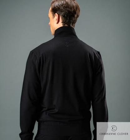 Black athletic jacket with long sleeves for men