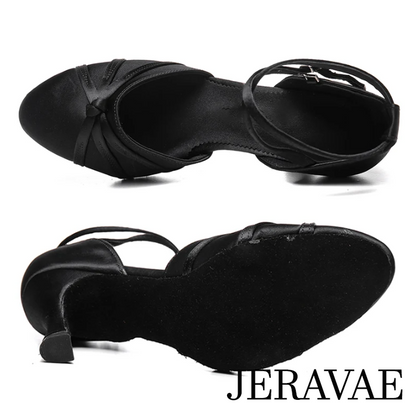 Top and bottom view of black dance shoes