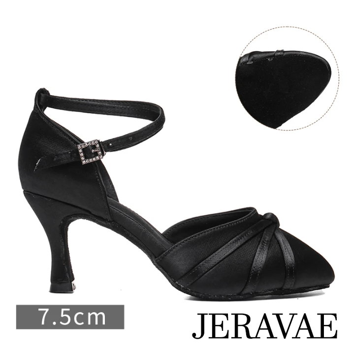Black ballroom dance shoes with 3 inch heel