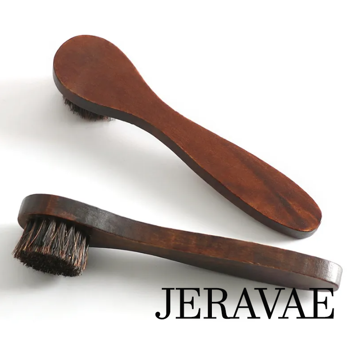 Wooden shoe brush with horse hair bristles