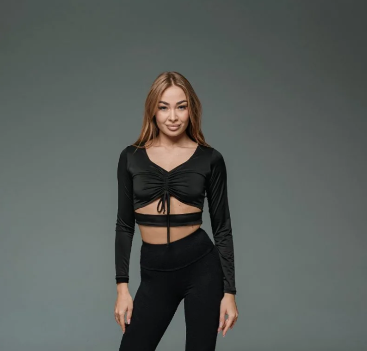 Ladies Dance Blouse Style Top Puff/Black Pra 1280