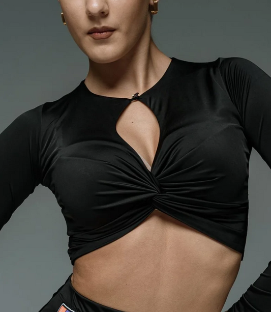 Ladies Dance Blouse Style Top Knot Sleeve Black or Color Spots Pra 1282