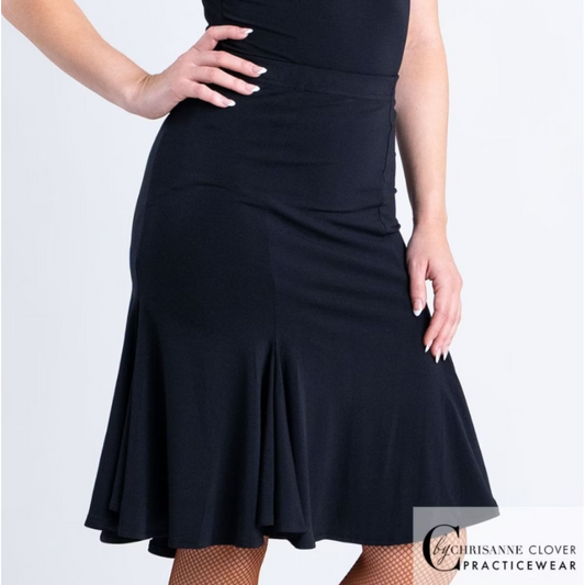 Chrisanne Clover NEPTUNE Knee Length Black Latin Practice Flare Skirt 1054 in Stock