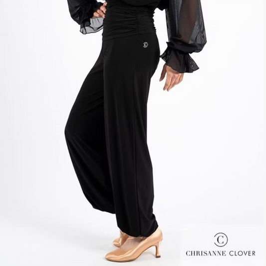 Chrisanne Clover EMMA Loose Fit Latin or Ballroom Practice Dance Trousers with Ruched Drape Waistband and Narrowed Ankle Bands PRA 950 in Stock
