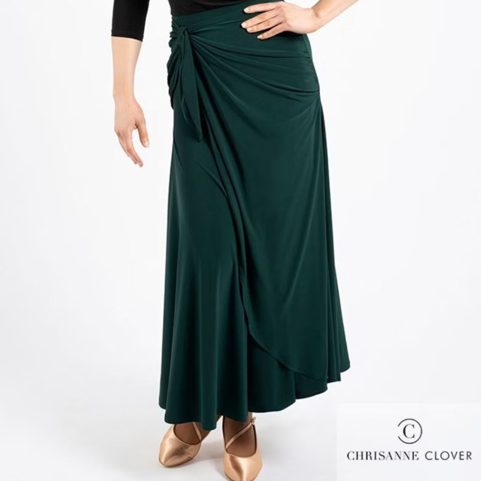 Wrapped Ballroom Practice Skirt with Tie Detail at Waist and High Slit