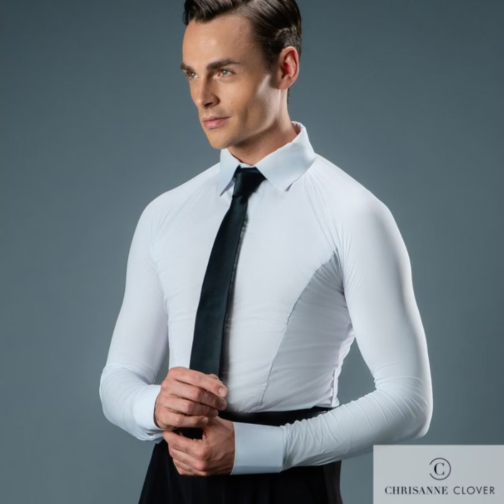 Chrisanne Clover RAGLAN Men's Ballroom Practice Bodysuit Shirt Available in White and Black M090 in Stock