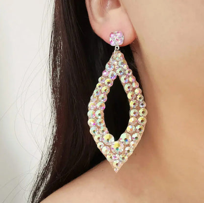 Tear Drop Shape Ballroom Earrings with Solid Stones, Available in Multiple Colors E004