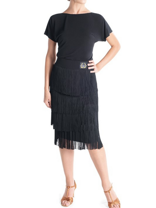 Multi Layer Black Fringe Latin Practice Skirt