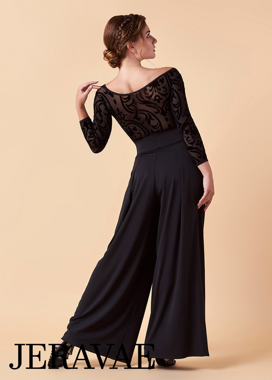 Palazzo Ballroom Pants with High Waist