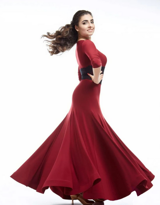 Women's red ballroom dance dress