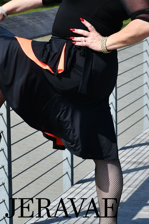 Women's plus size black or coral reversible Latin skirt