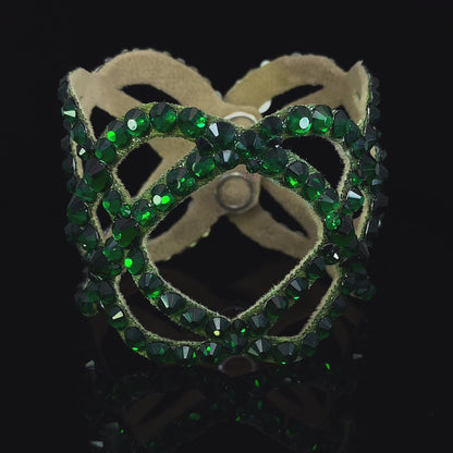 Video of green stones on ladies' competitive dance bracelet