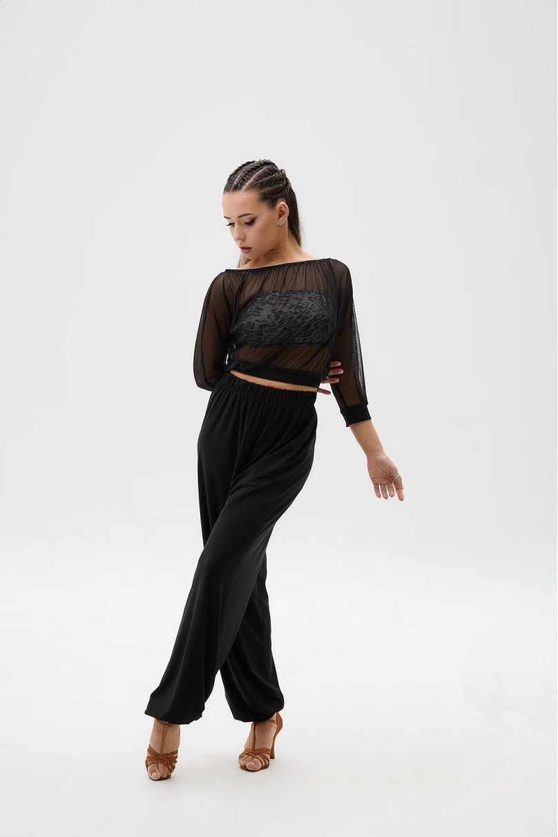 Ladies and Girls Latin Dance Top in Soft Mesh Pra 1384