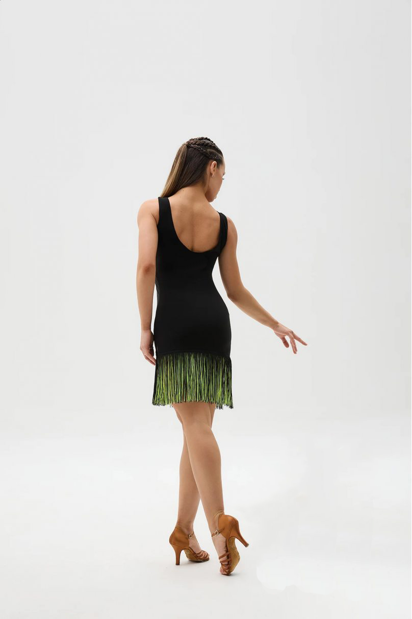 Ladies Black Latin Dress With Black Lemon Fringe Pra 1385