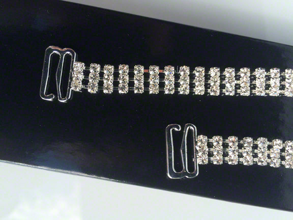 View of rhinestones on bra straps