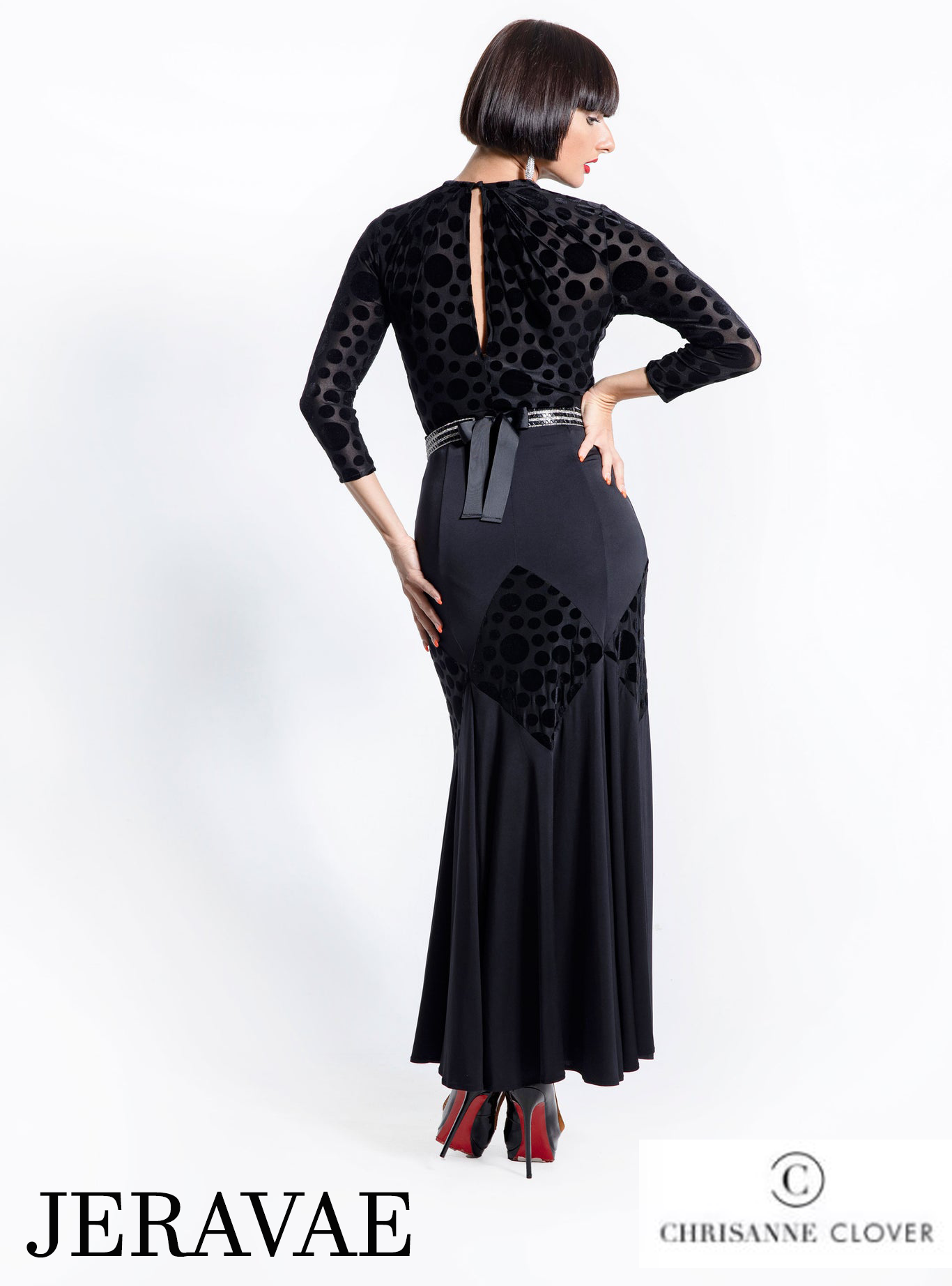 Back of ladies' black ballroom skirt by Chrisanne Clover