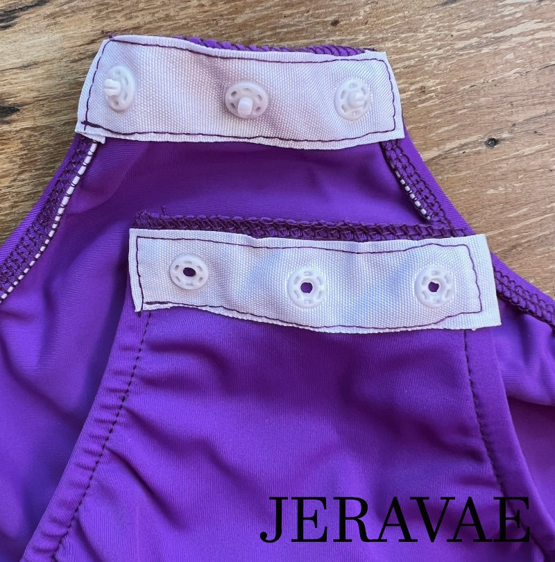 Two Piece Purple Ballroom Practice Skirt with Long Sleeve Bodysuit with Mesh Panels and Long Skirt with Satin Gussets PRA 903_SALE