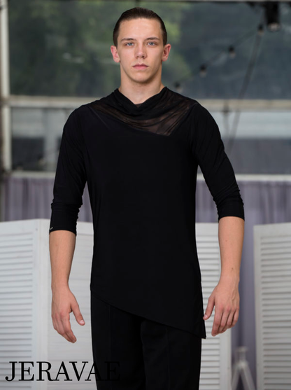 Senga Dancewear KAMET Men's Loose Turtleneck Tuck Out Style Latin Shirt Available in Cream and Black M073 in Stock