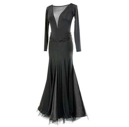 Black dress for women's ballroom dancing