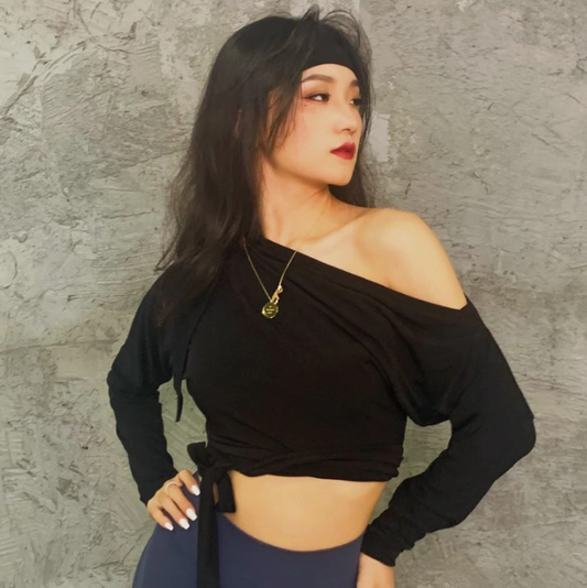 Ballroom or Latin Practice Top with Long Sleeves and Loose Shoulders to Customize Your Look PRA 771_SALE