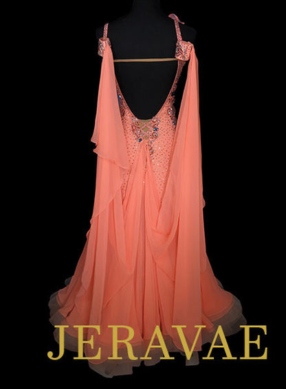 Resale Creamy Orange Ballroom Dress with Wristbands and Floats SMO056 sz Medium