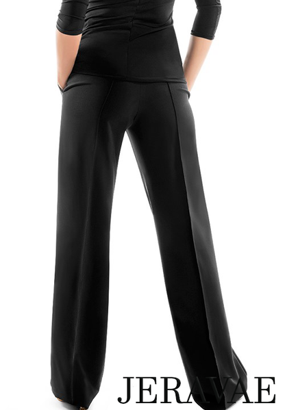 Victoria Blitz Trousers 002 Women's Black Teaching or Practice Dance Pants with Belt Loops and Pockets PRA 882 in Stock