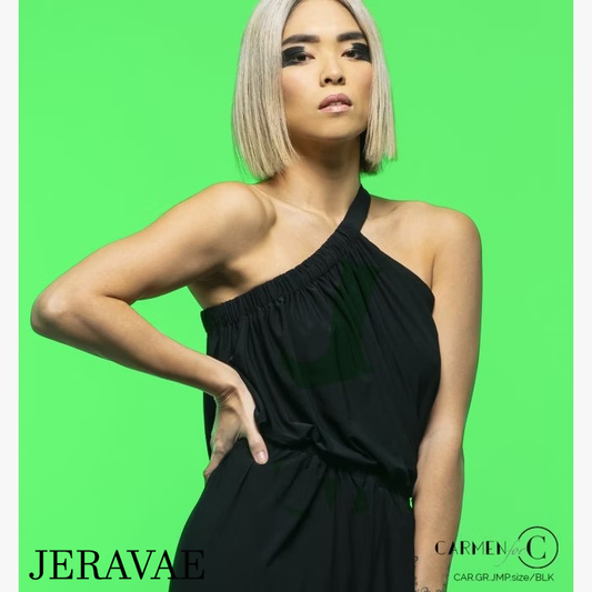 Women's one piece jumpsuit with elastic neckline