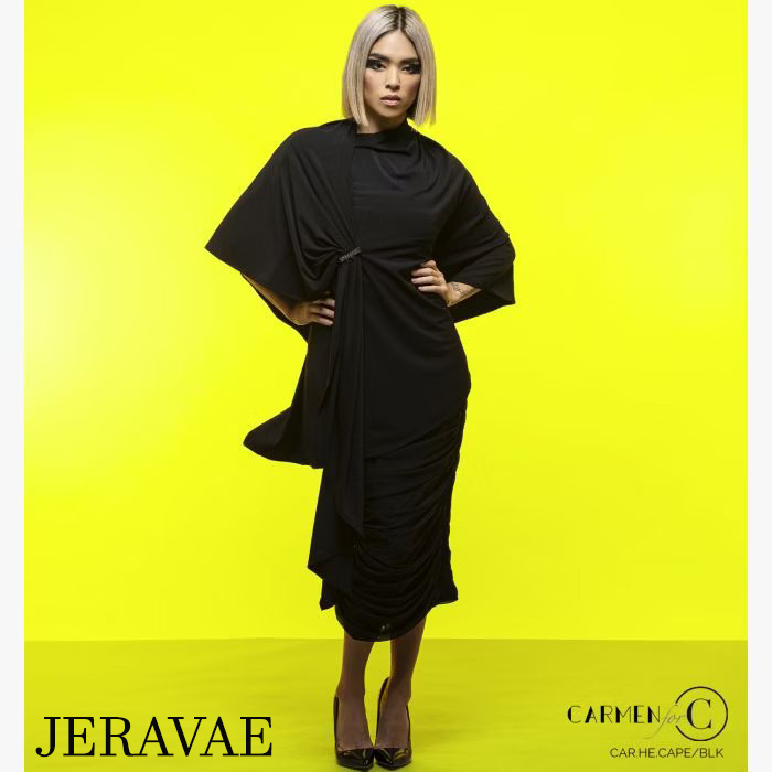 Hedy black draping cape accessory for dance with multiple ways to wear
