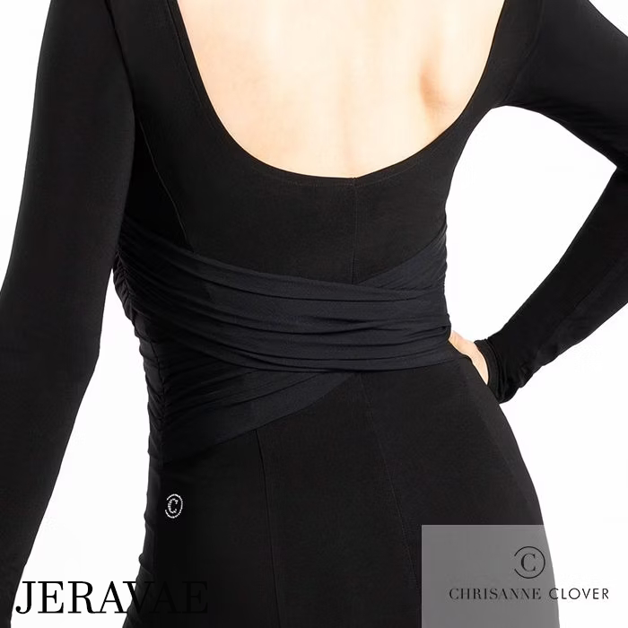 Net detail in cross pattern on waist of black dress