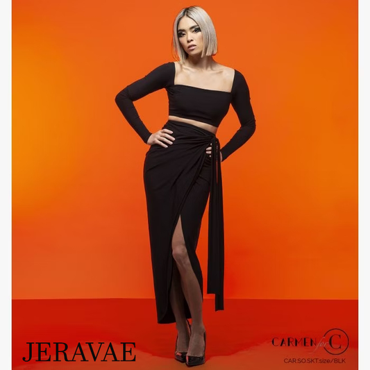 Women's black Latin wrap skirt