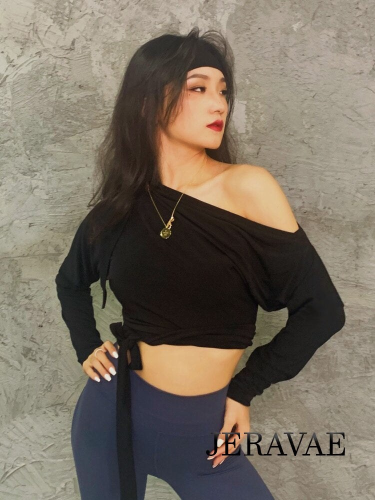 Ballroom or Latin Practice Top with Long Sleeves and Loose Shoulders to Customize Your Look PRA 771_SALE