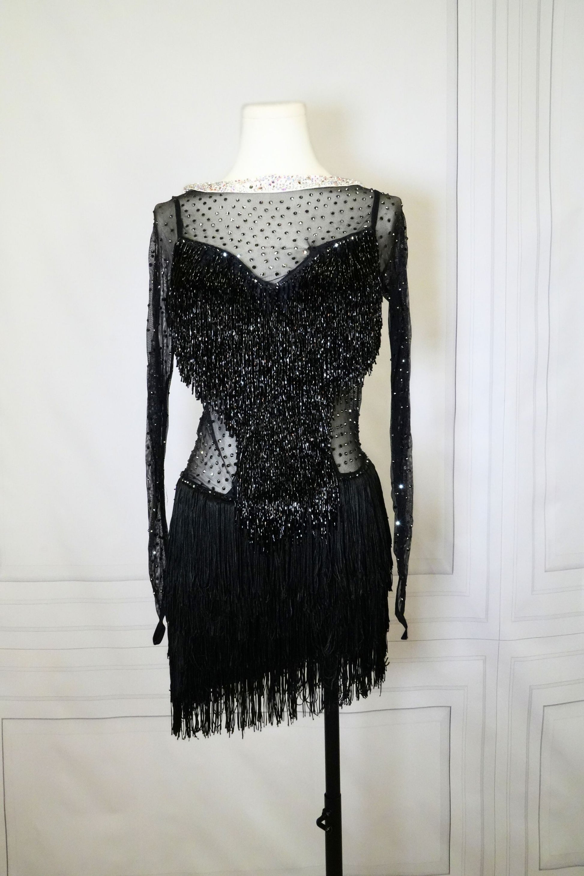 bugle beads dress Oscar de La Renta