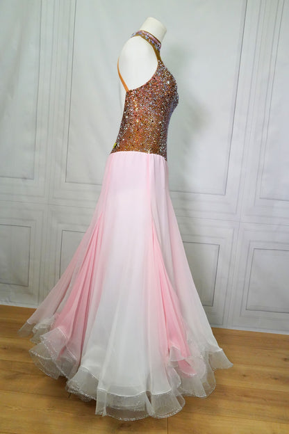 Ballroom Dress Light Pink, Brown Smooth Ombre Skirt, Rose Jeravae Ballroom Dress Light Pink, Brown Smooth Ombre Skirt, Rose Jeravae