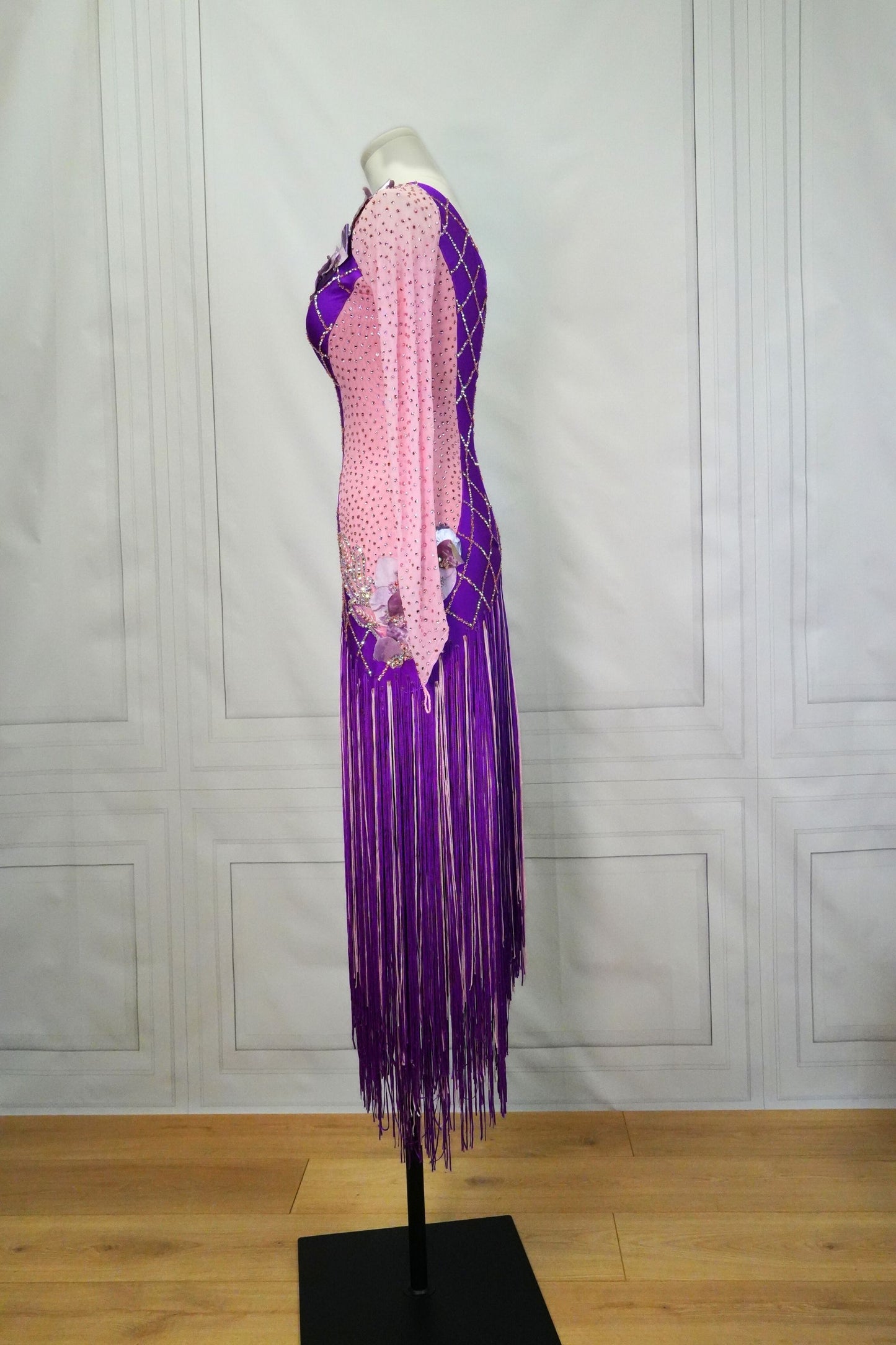 Light Pink and Purple Fringe Latin Rhythm Dress LAT043 sz Small/Medium